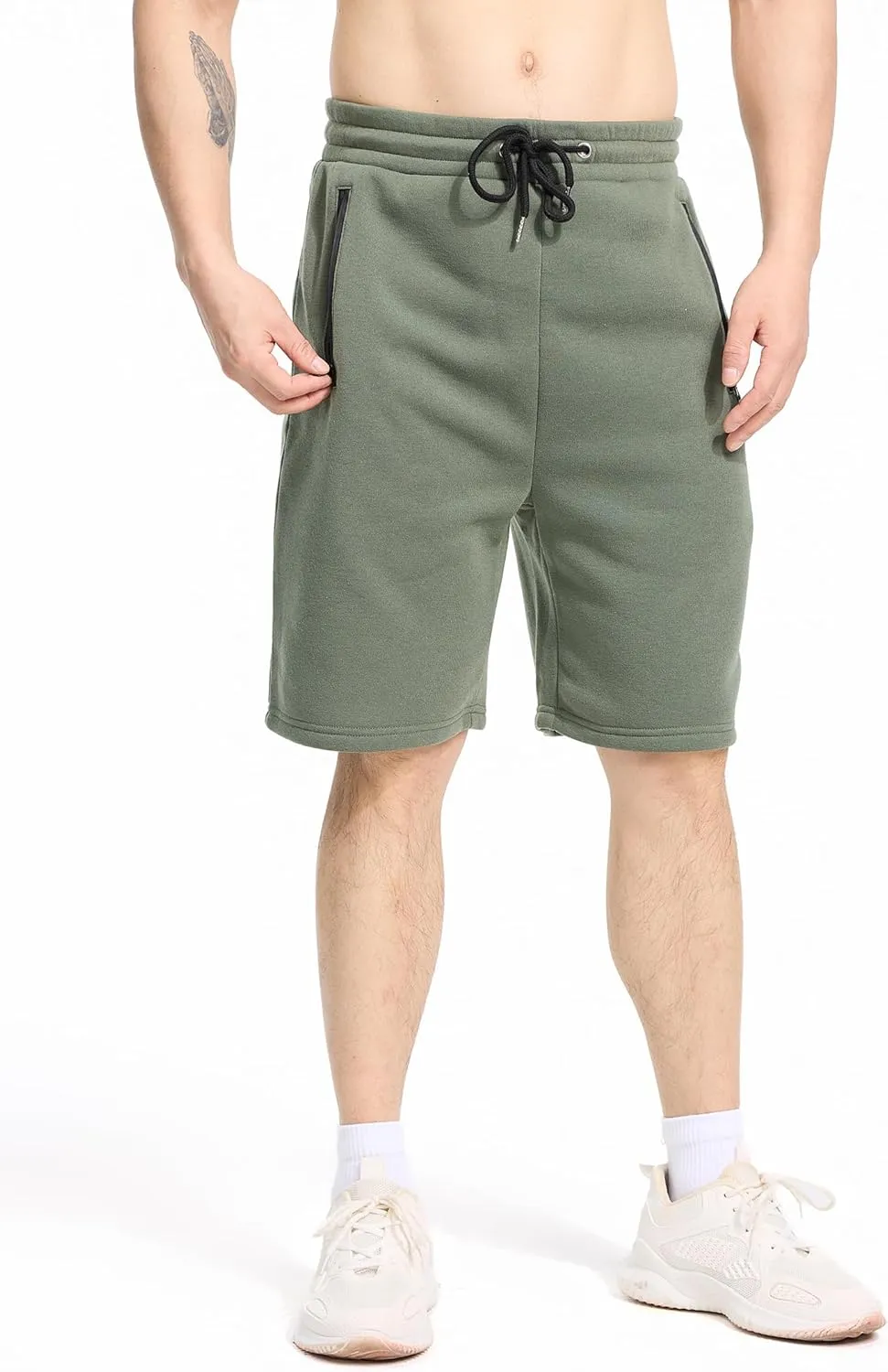 Mens Athletic Shorts 3 Pack Woven Dry Fit Gym Shorts with Zipper Pockets Drawstring for Activewear