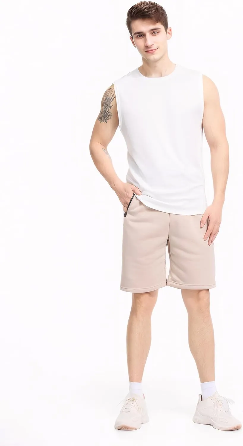 Mens Athletic Shorts 3 Pack Woven Dry Fit Gym Shorts with Zipper Pockets Drawstring for Activewear