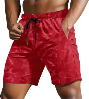 Mens Athletic Shorts Geo Graphic Print Drawstring Workout Gym Shorts Lightweight Quick Dry Basketball Activewear 2025