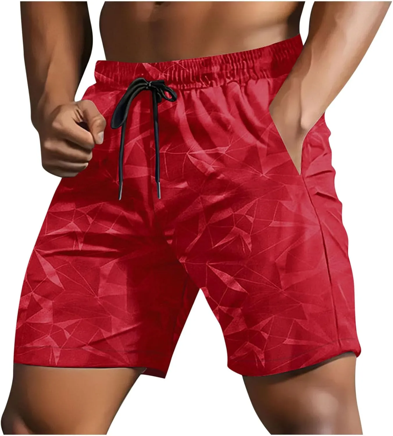 Mens Athletic Shorts Geo Graphic Print Drawstring Workout Gym Shorts Lightweight Quick Dry Basketball Activewear 2025
