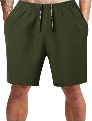 Men's Athletic Shorts Quick Dry Loose Lightweight Solid Activewear Drawstring Running Workout Gym Shorts with Pockets