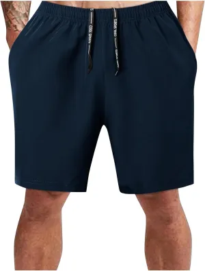 Men's Athletic Shorts Quick Dry Loose Lightweight Solid Activewear Drawstring Running Workout Gym Shorts with Pockets