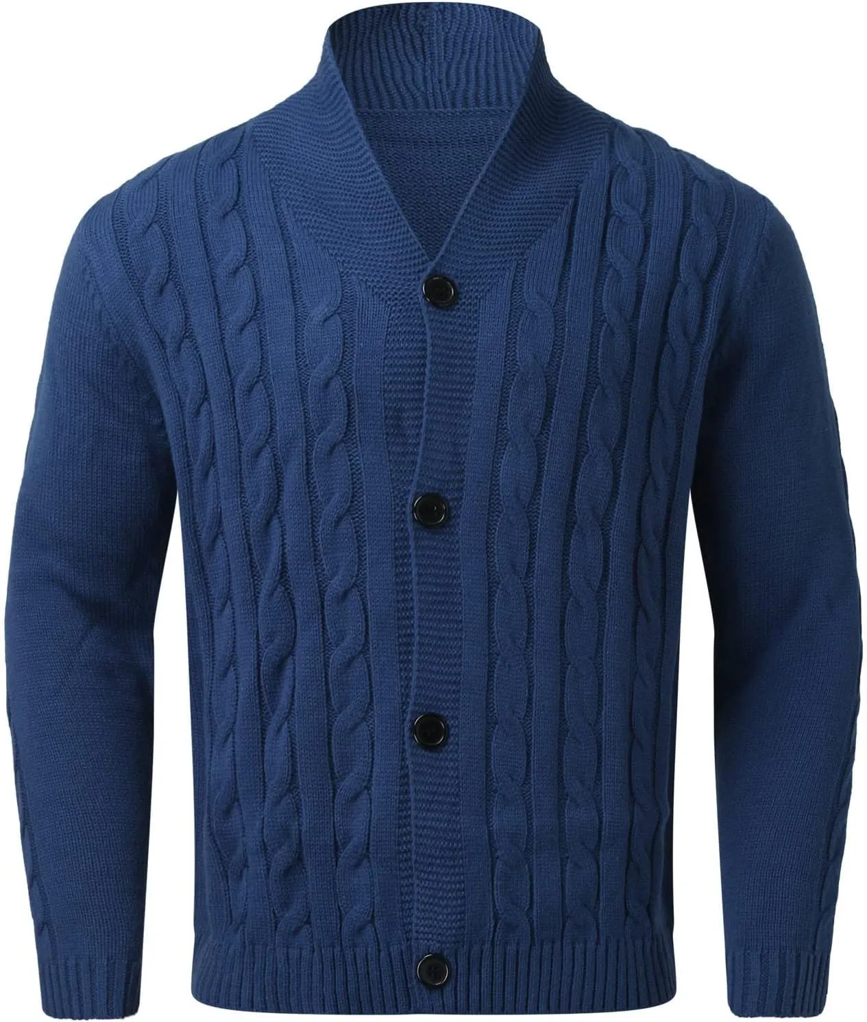 Mens Cable Knit Cardigan Sweater Shawl Loose Fit Long Sleeve Casual Cardigans Jacket Long for Men