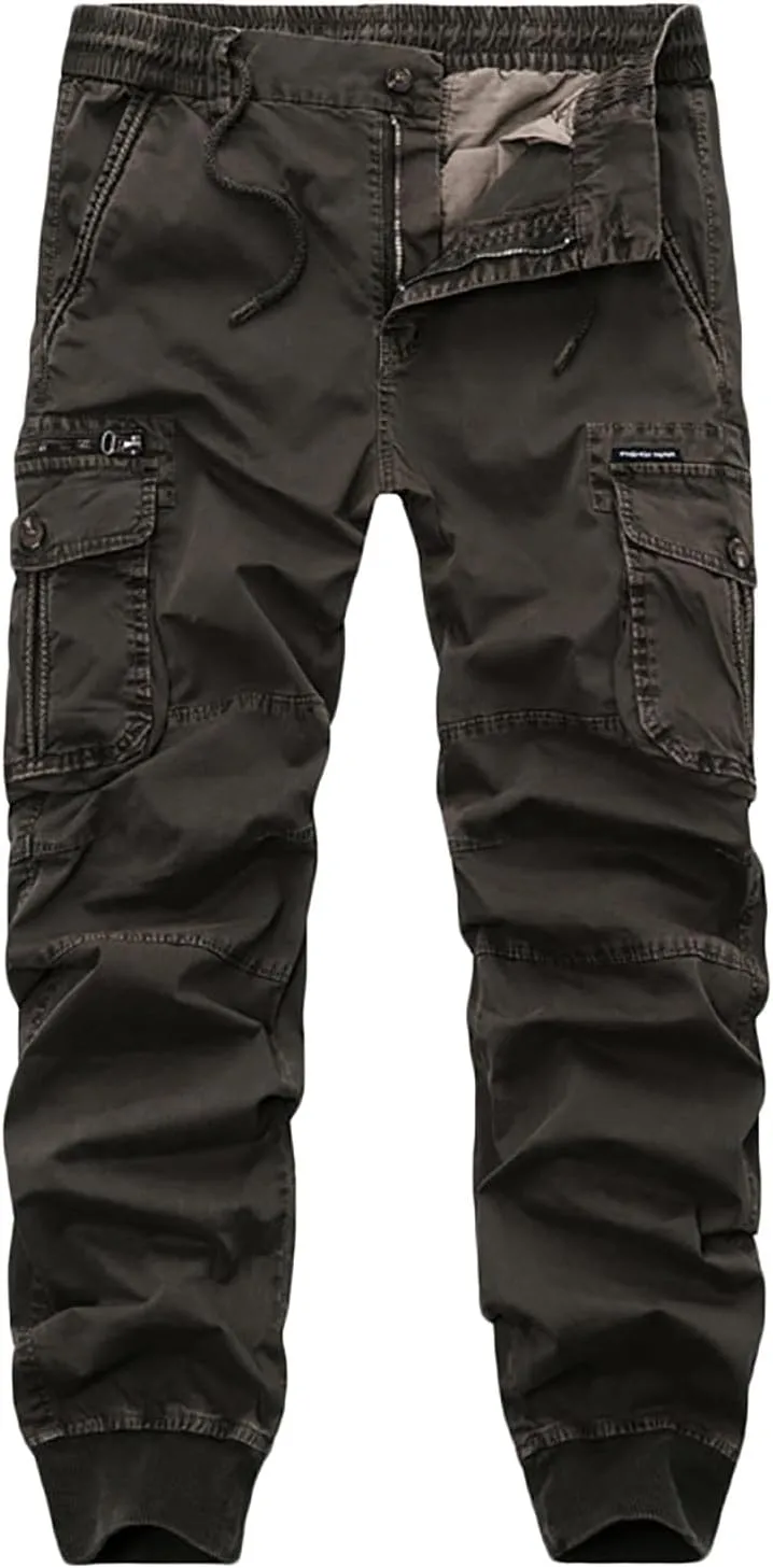 Mens Cargo Pants Slim Fit Hiking Pants Men Casual Lightweight Joggers Work Pants Multi-Pocket Military Pants