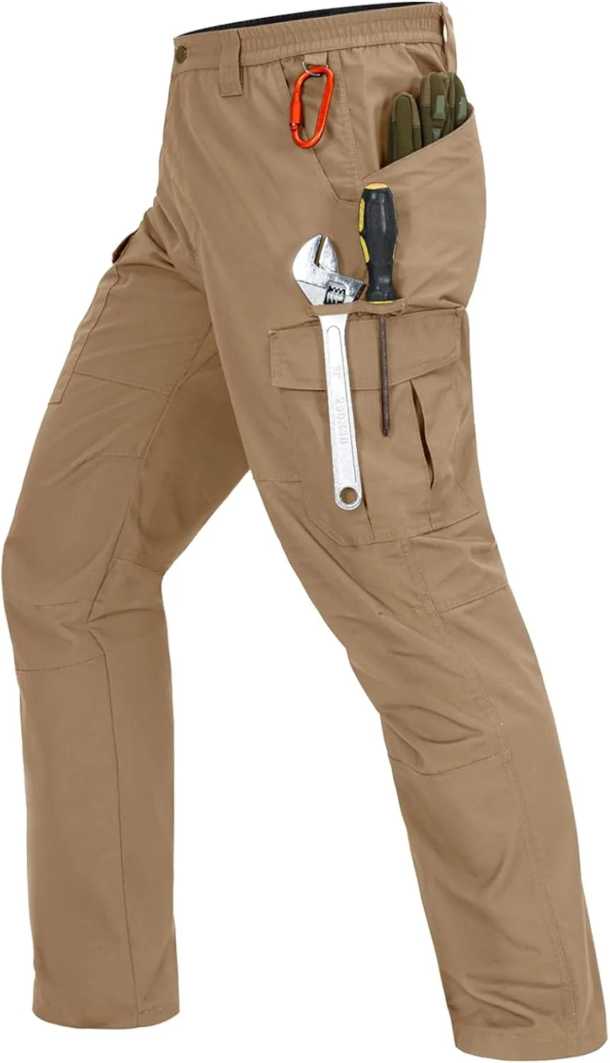 Mens Cargo Pants Waterproof Hiking Pants for Men Ripstop Tactical Pants Multi Work Pants with 7 Pockets
