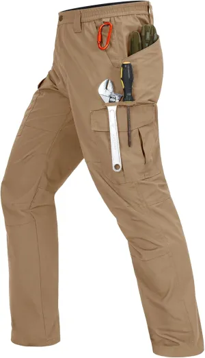 Mens Cargo Pants Waterproof Hiking Pants for Men Ripstop Tactical Pants Multi Work Pants with 7 Pockets