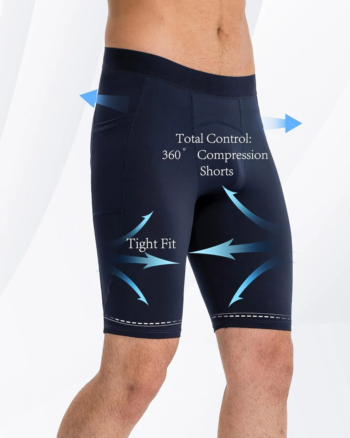 Men's Compression Shorts – Running Spandex Underwear with Pockets, Workout Gym Athletic Sports Tight Shorts for Men