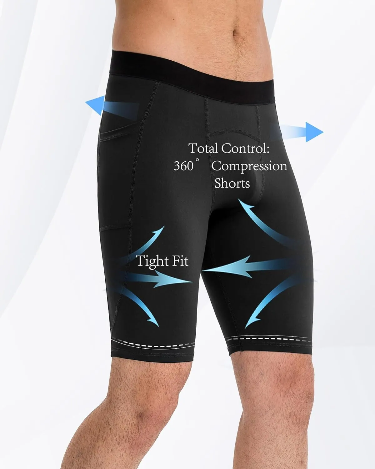 Men's Compression Shorts – Running Spandex Underwear with Pockets, Workout Gym Athletic Sports Tight Shorts for Men