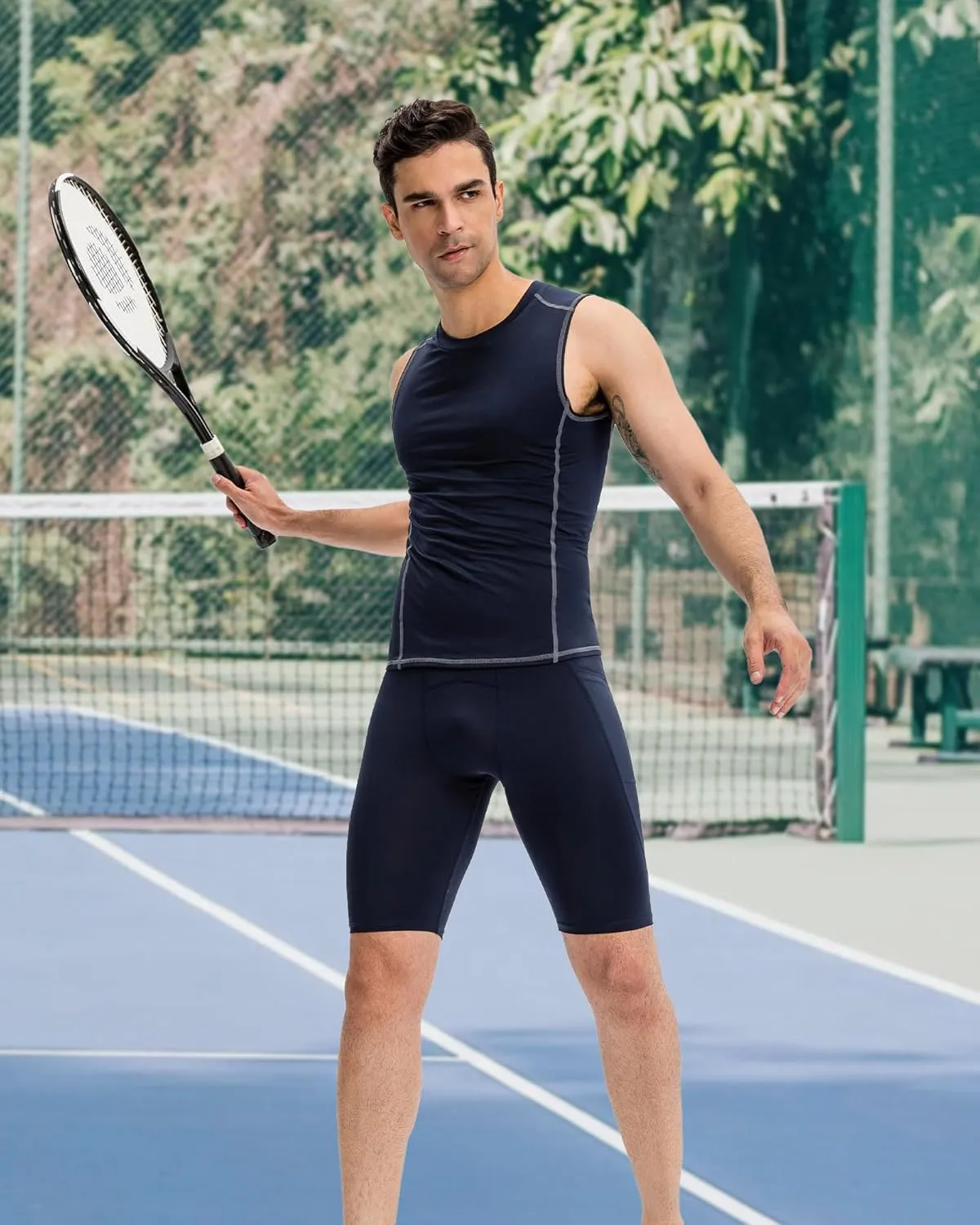 Men's Compression Shorts – Running Spandex Underwear with Pockets, Workout Gym Athletic Sports Tight Shorts for Men