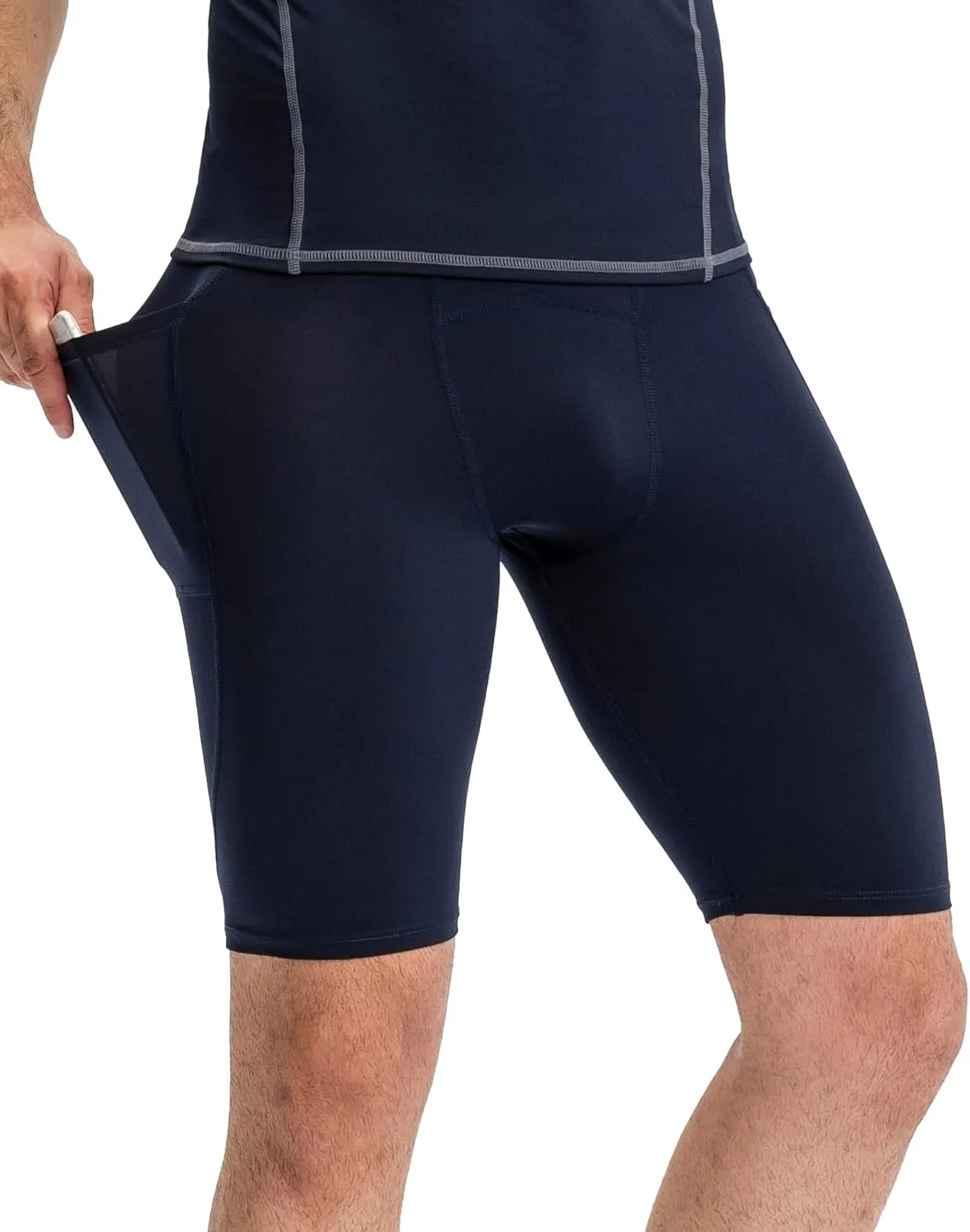 Men's Compression Shorts – Running Spandex Underwear with Pockets, Workout Gym Athletic Sports Tight Shorts for Men