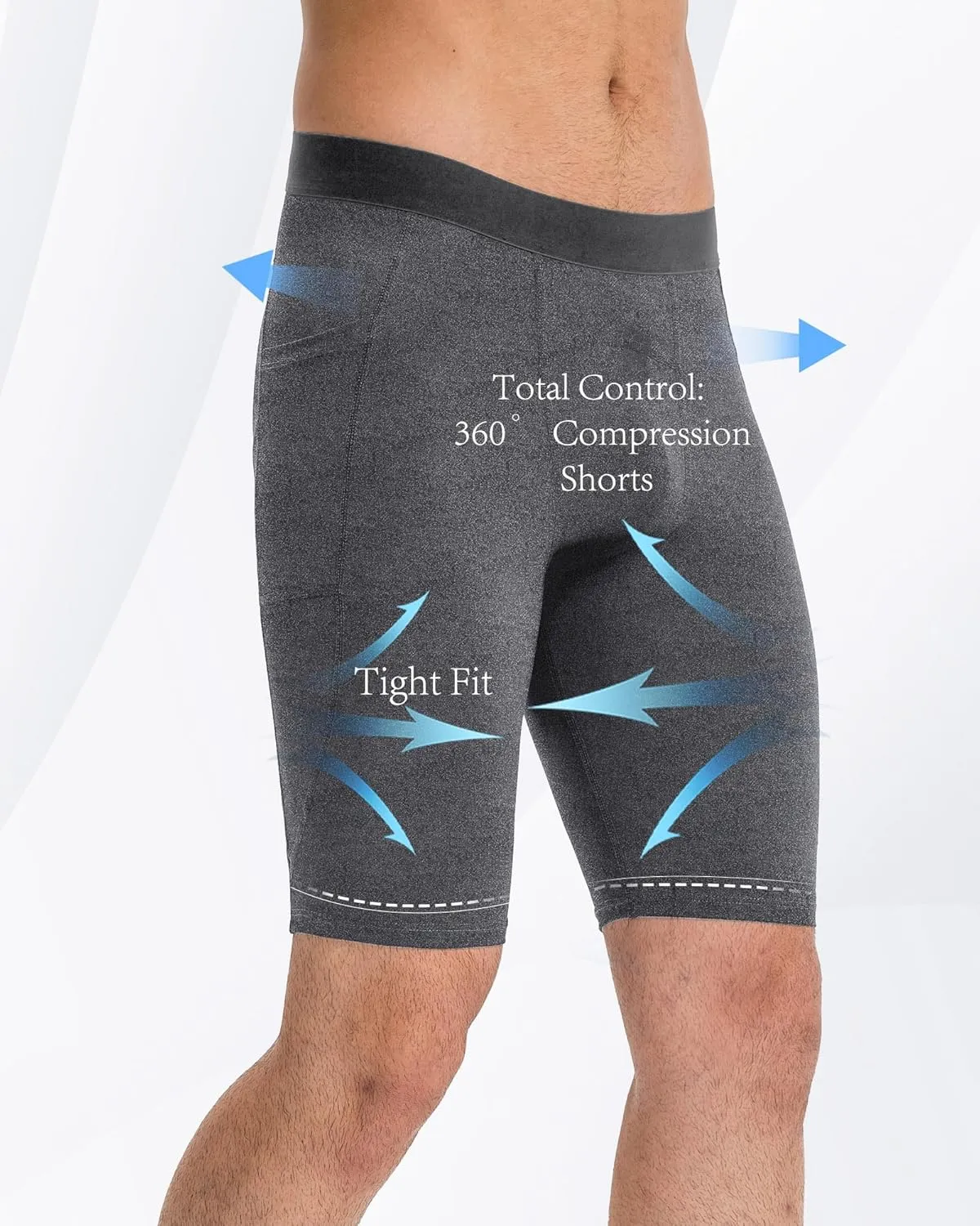 Men's Compression Shorts – Running Spandex Underwear with Pockets, Workout Gym Athletic Sports Tight Shorts for Men
