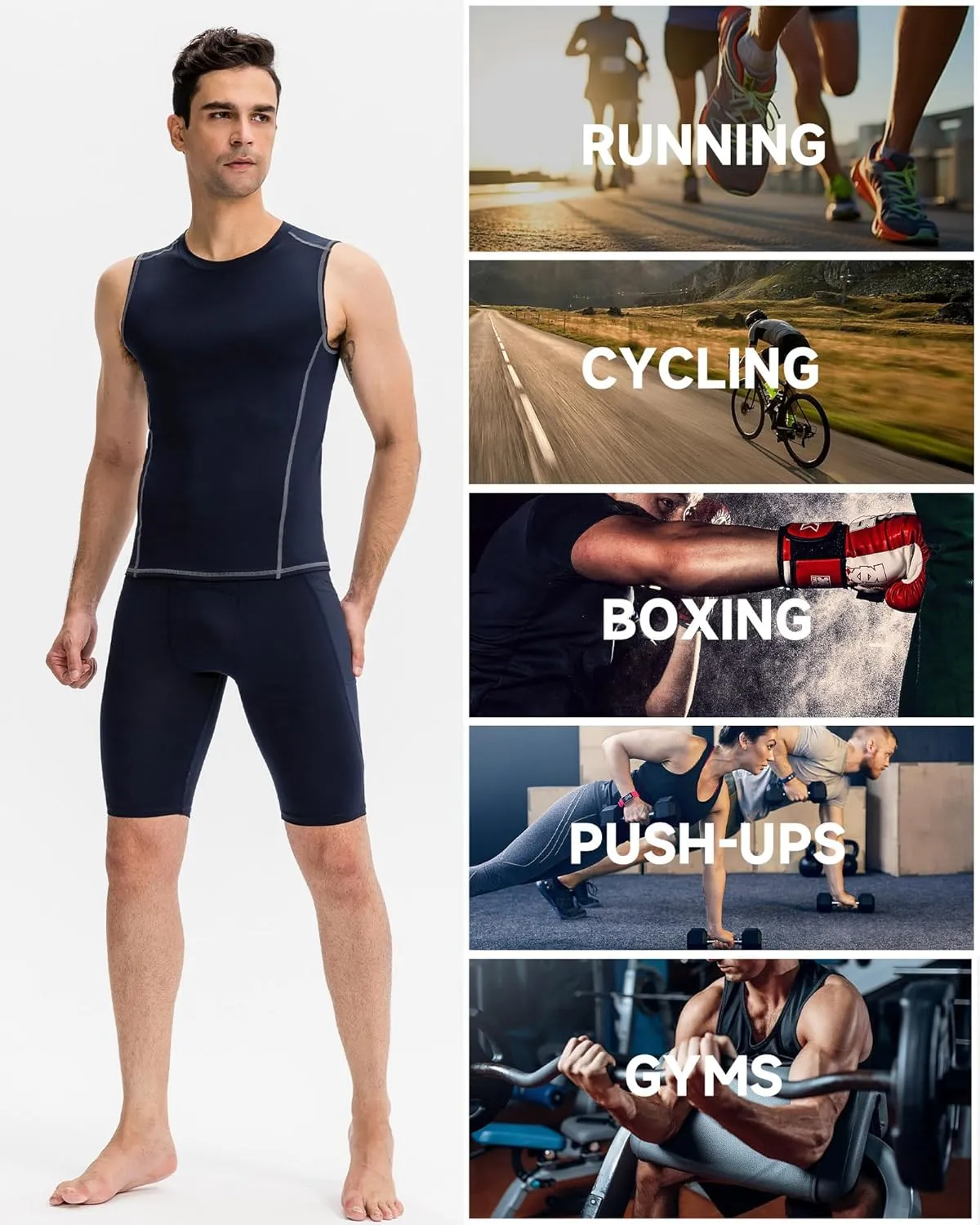Men's Compression Shorts – Running Spandex Underwear with Pockets, Workout Gym Athletic Sports Tight Shorts for Men
