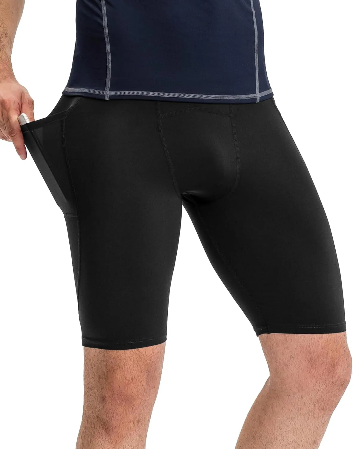 Men's Compression Shorts – Running Spandex Underwear with Pockets, Workout Gym Athletic Sports Tight Shorts for Men