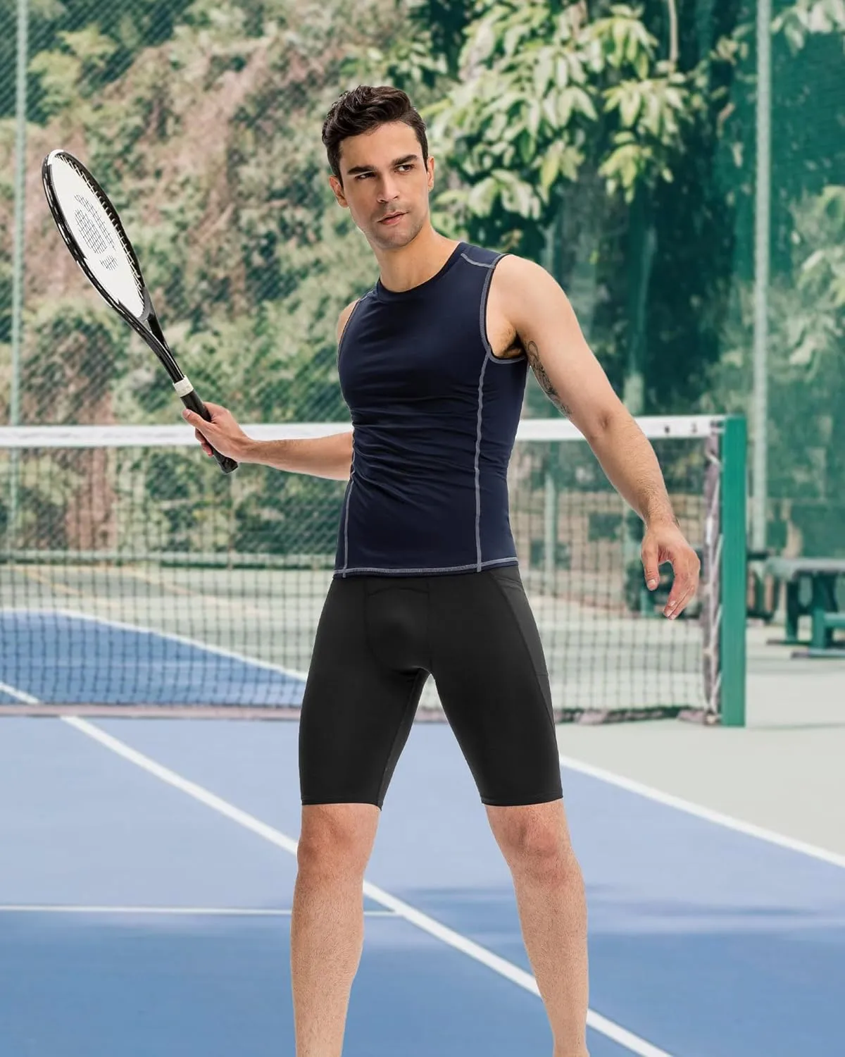 Men's Compression Shorts – Running Spandex Underwear with Pockets, Workout Gym Athletic Sports Tight Shorts for Men