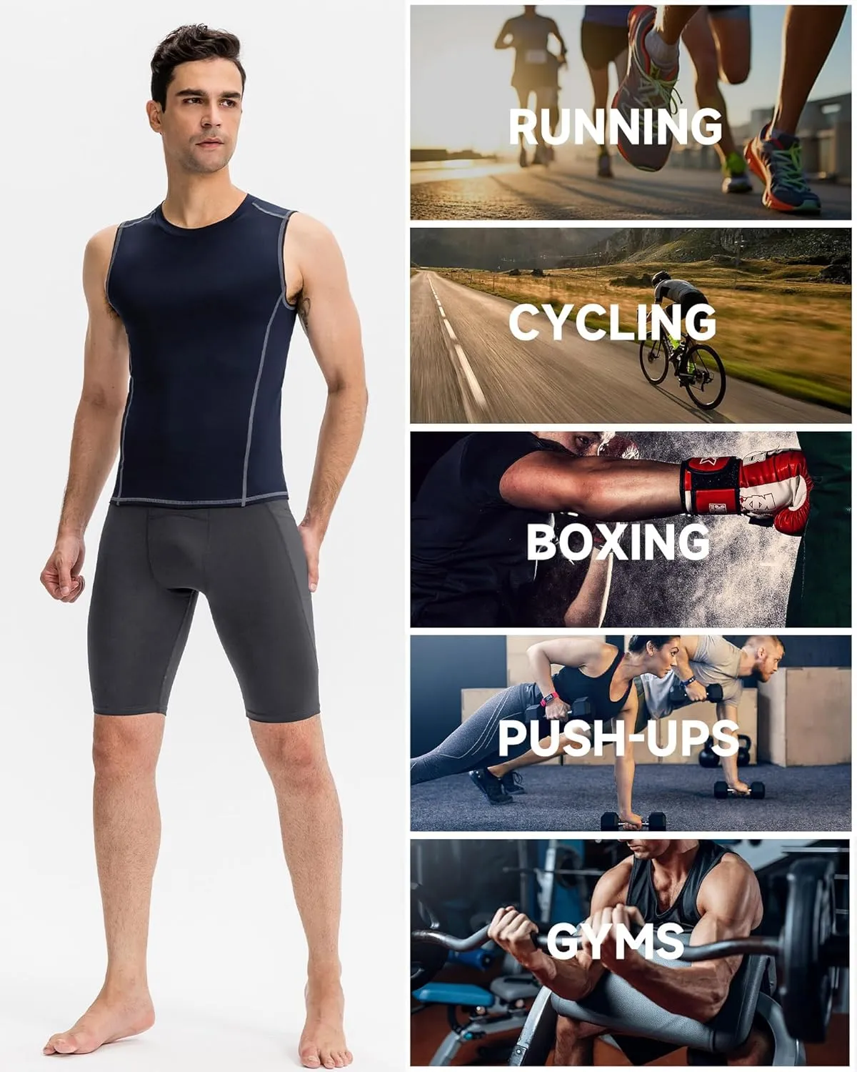 Men's Compression Shorts – Running Spandex Underwear with Pockets, Workout Gym Athletic Sports Tight Shorts for Men
