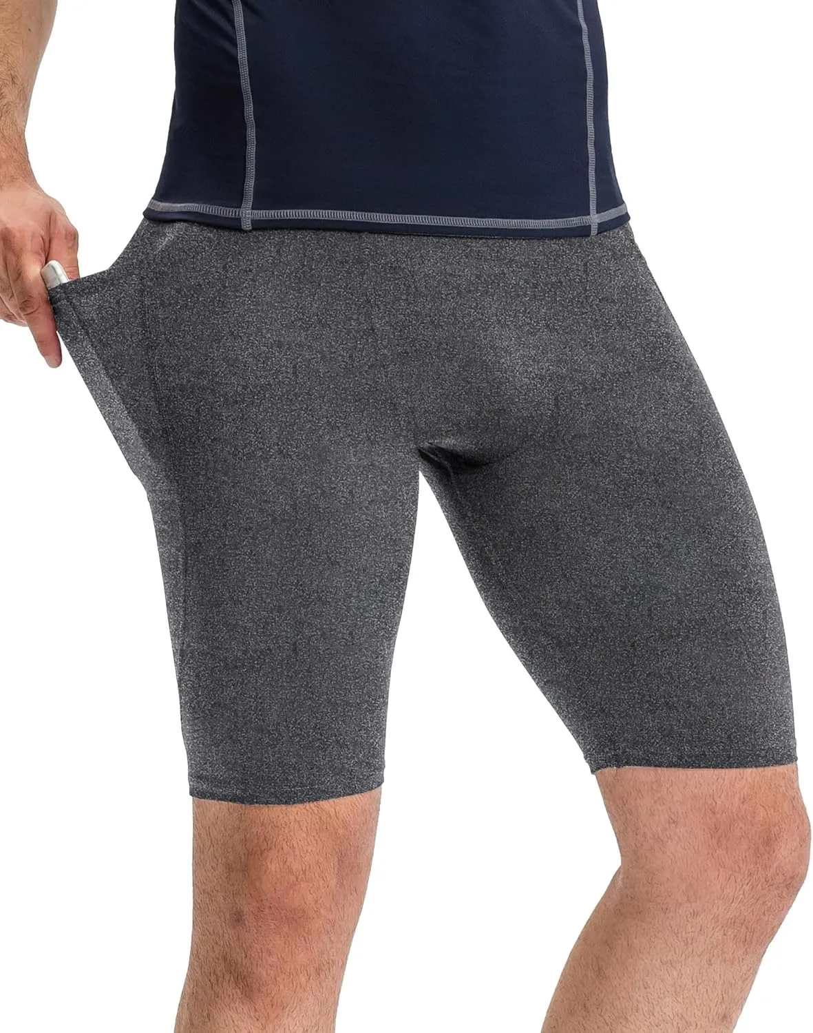 Men's Compression Shorts – Running Spandex Underwear with Pockets, Workout Gym Athletic Sports Tight Shorts for Men