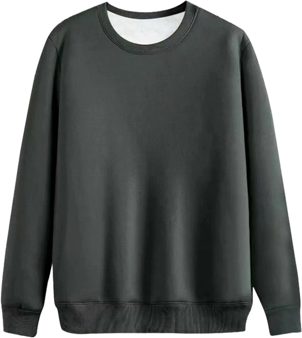 Men'S Crewneck Sweatshirt Thick Warm Sherpa Lined Sweater Heavyweight Long Sleeve Underwear Winter Fleece Pullover