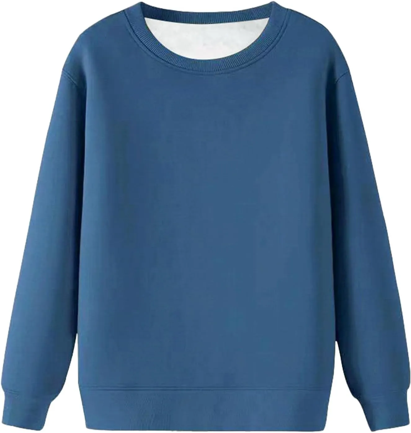 Men'S Crewneck Sweatshirt Thick Warm Sherpa Lined Sweater Heavyweight Long Sleeve Underwear Winter Fleece Pullover