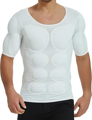 Men's Fake Muscle T-Shirt, Enhancers Strong Shoulder Pads Underwear, for Weddings Parties Daily Wear