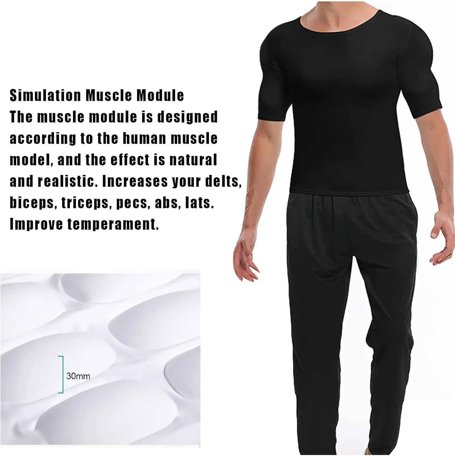 Men's Fake Muscle T-Shirt Multiple Styles to Choose Padded Enhancers Muscular Invisible Underwear