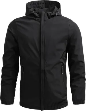 Men's Lightweight Softshell Jacket Wind and Water Resistant Jacket Hooded Military Tactical Coat for Outdoor Hiking