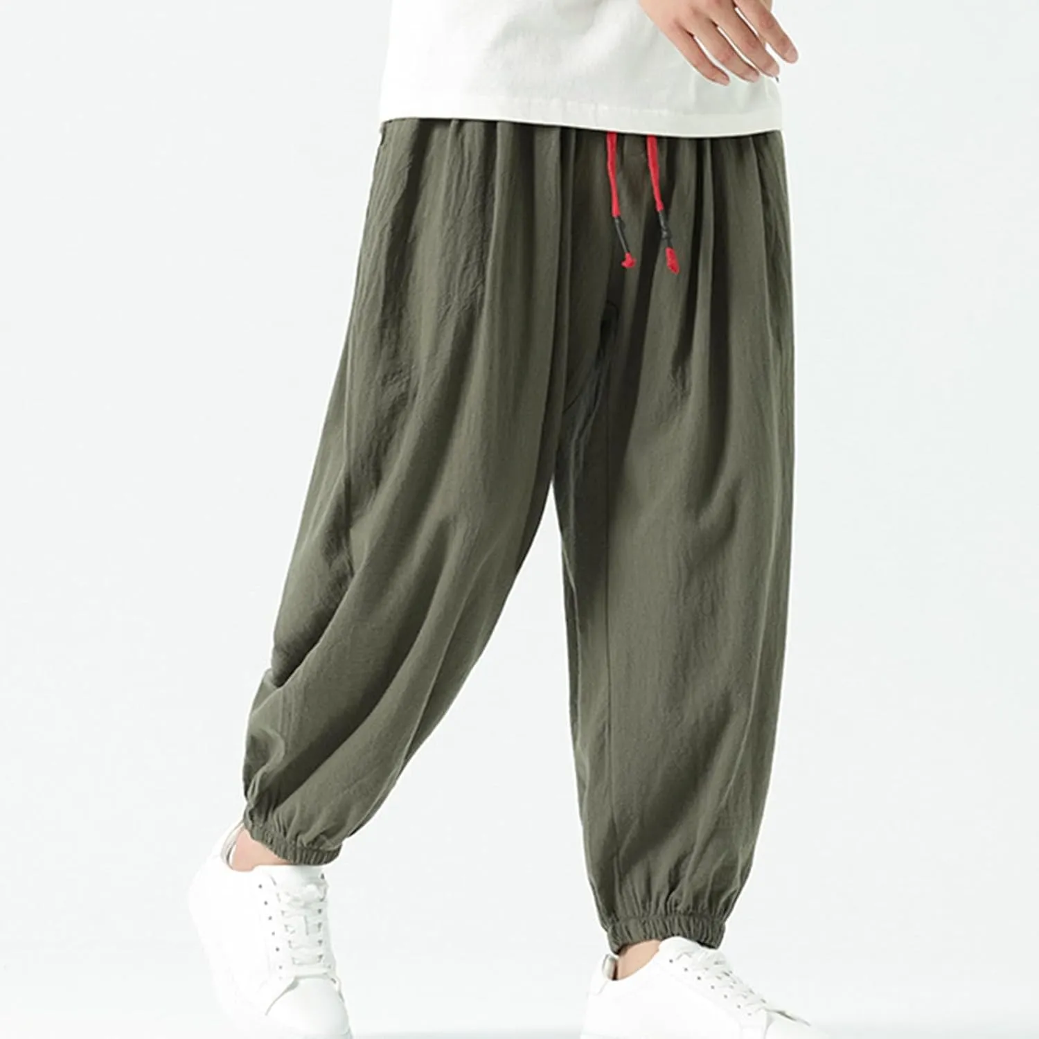 Mens Linen Pants Baggy Elastic Waist Lightweight Beach Clothes Mens Yoga Pants Dress Pants Men Mens Golf Pants Casual