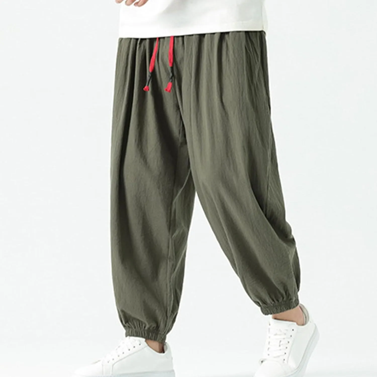 Mens Linen Pants Baggy Elastic Waist Lightweight Beach Clothes Mens Yoga Pants Dress Pants Men Mens Golf Pants Casual