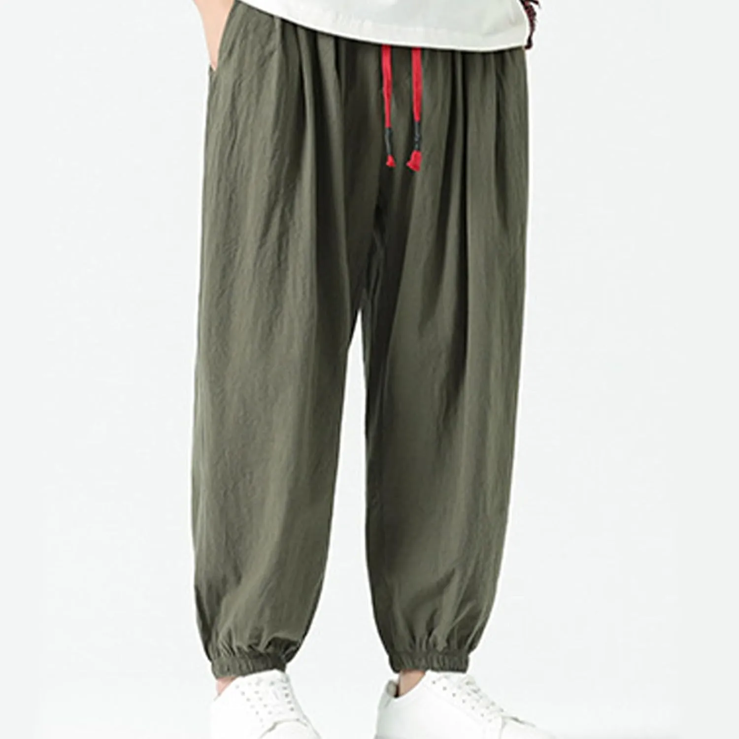 Mens Linen Pants Baggy Elastic Waist Lightweight Beach Clothes Mens Yoga Pants Dress Pants Men Mens Golf Pants Casual