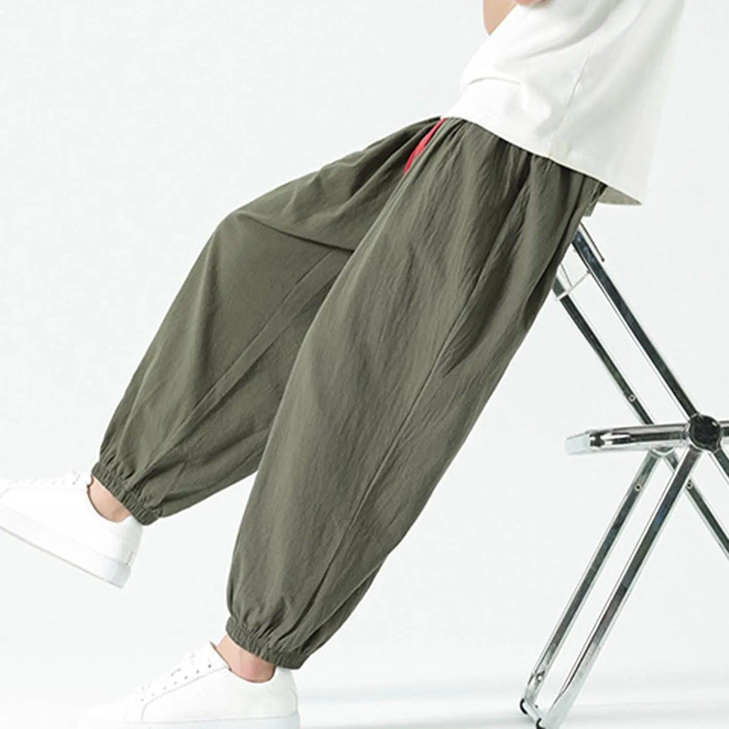 Mens Linen Pants Baggy Elastic Waist Lightweight Beach Clothes Mens Yoga Pants Dress Pants Men Mens Golf Pants Casual