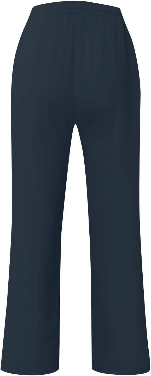 Mens Pants Casual Summer Lightweight Elastic Waist Linen Pants Baggy Business Work Pants with Pockets Trousers Pants