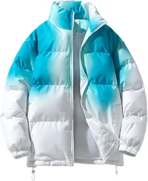 Men's Puffer Jacket Down Alternative Waterproof Winter Bubble Coats Jackets For Men Gradient Stand Up Collar Outwear