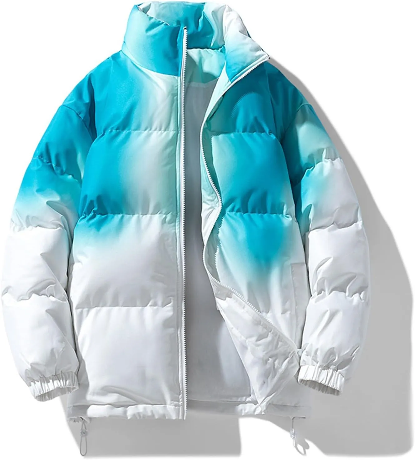 Men's Puffer Jacket Down Alternative Waterproof Winter Bubble Coats Jackets For Men Gradient Stand Up Collar Outwear
