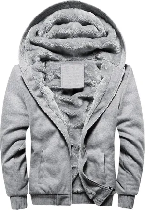 Men's Pullover Winter Jackets Workout Fleece Hoodie Jackets Heavyweight Winter Sweatshirt Zipper Wool Warm Thick Coats
