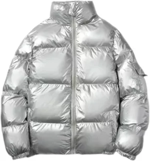 Men's Shiny Winter Jacket Heavyweight Puffer Jackets Casual Coat for Men Full Zip Windproof Stand Collar Down Jacket