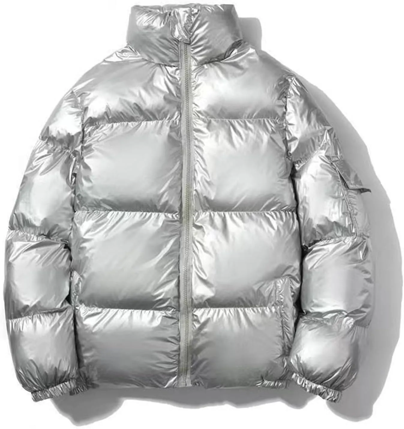 Men's Shiny Winter Jacket Heavyweight Puffer Jackets Casual Coat for Men Full Zip Windproof Stand Collar Down Jacket