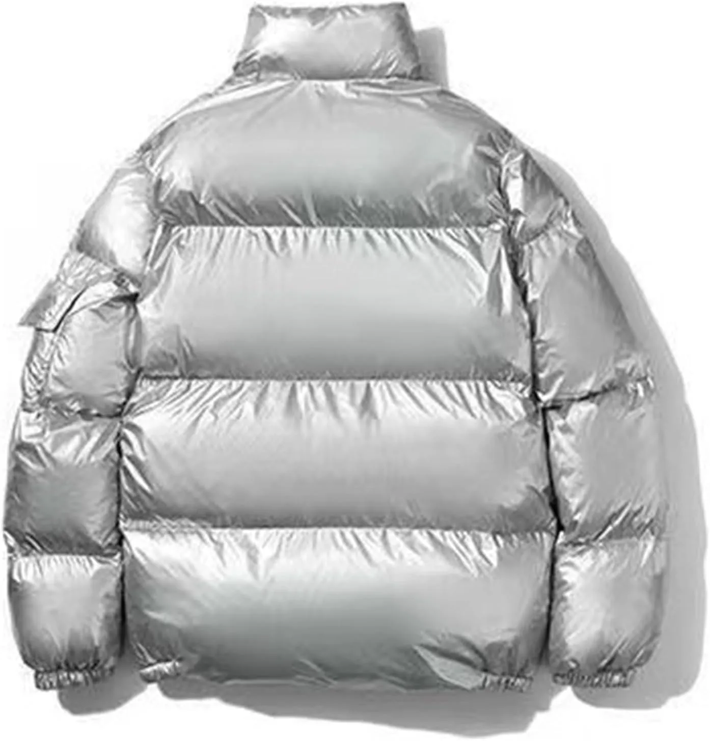 Men's Shiny Winter Jacket Heavyweight Puffer Jackets Casual Coat for Men Full Zip Windproof Stand Collar Down Jacket