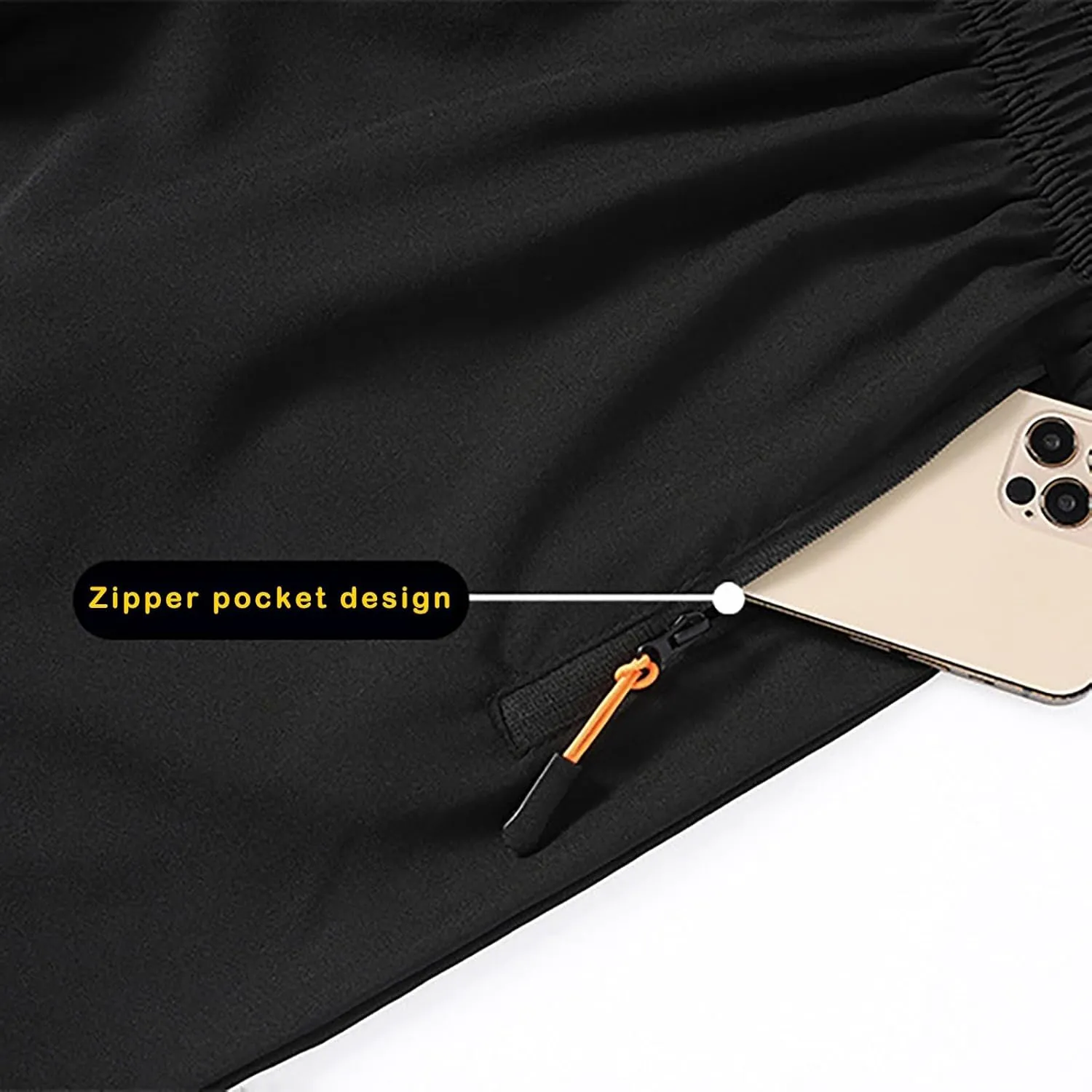 Mens Shorts Athletic with Zipper Pocket Male Gym Workout Shorts Elastic Waist Casual Jogger Pants Stretch Activewear