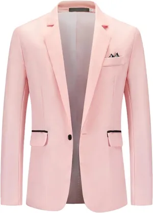 Mens Slim Fit Suit Jacket One Button Business Casual Sport Coats Solid Party Blazer Tuxedo Dress Jackets Prom Suits