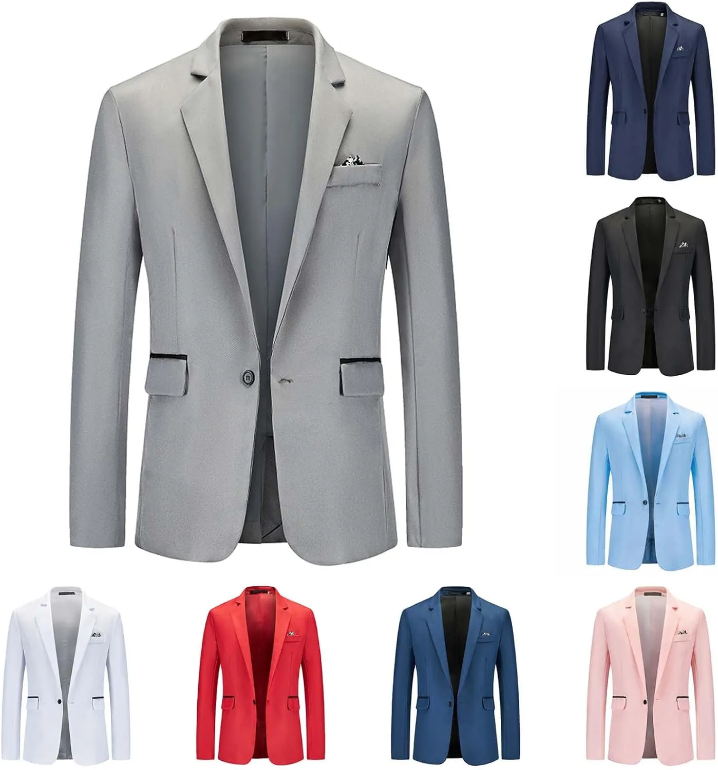 Mens Slim Fit Suit Jacket One Button Business Casual Sport Coats Solid Party Blazer Tuxedo Dress Jackets Prom Suits