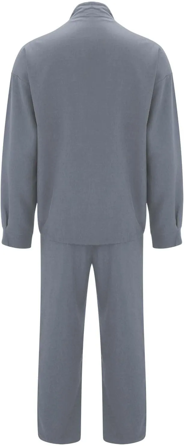 Mens Two Piece Outfits Sets Fall Buttoned Drawstring Open Front Cardigan and Casual Long Pants Loose Fit Jackets