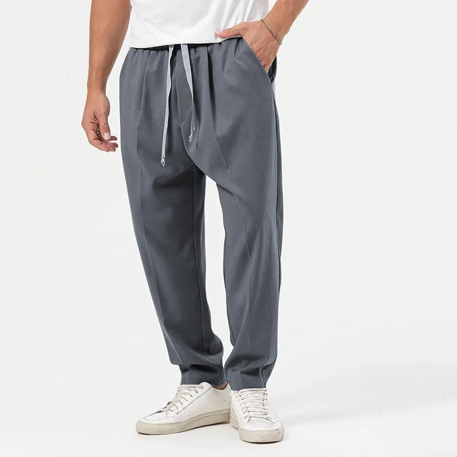 Mens Two Piece Outfits Sets Fall Buttoned Drawstring Open Front Cardigan and Casual Long Pants Loose Fit Jackets