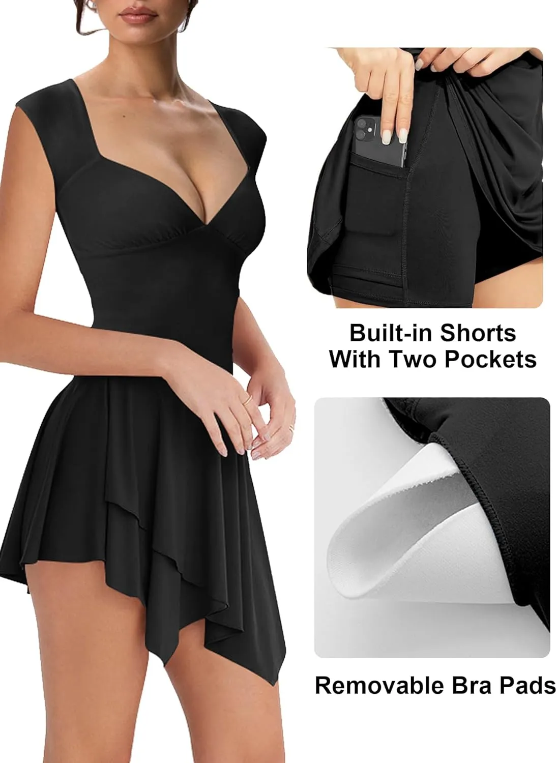 Mokoru Women's Sexy V Neck Sleeveless Bodycon Ruffle Hem Mini Club Party Short Dresses