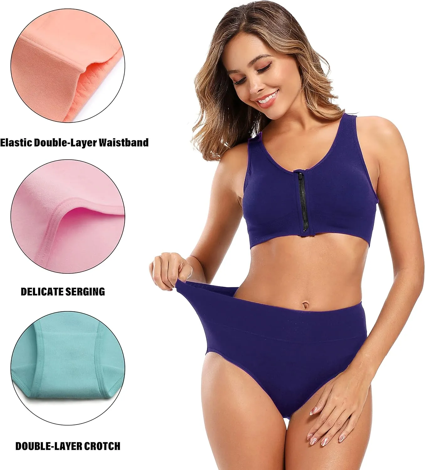 Molasus Women's Cotton Underwear High Waisted Full Coverage Ladies Panties (Regular & Plus Size)