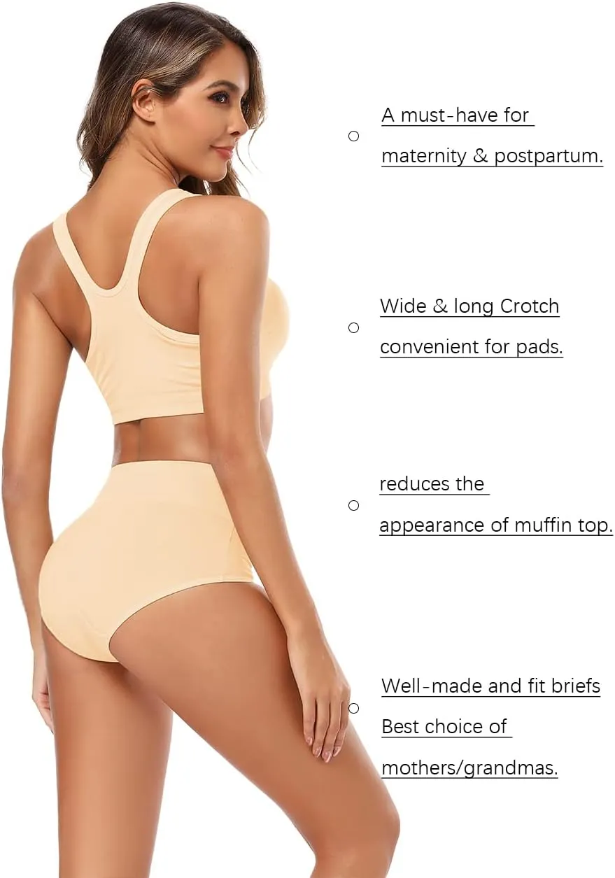Molasus Women's Cotton Underwear High Waisted Full Coverage Ladies Panties (Regular & Plus Size)