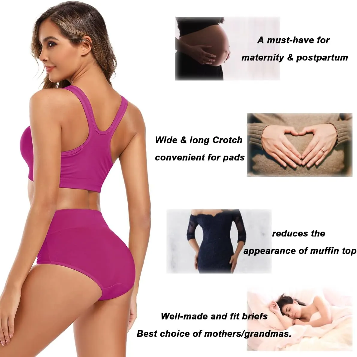 Molasus Women's Cotton Underwear High Waisted Full Coverage Ladies Panties (Regular & Plus Size)