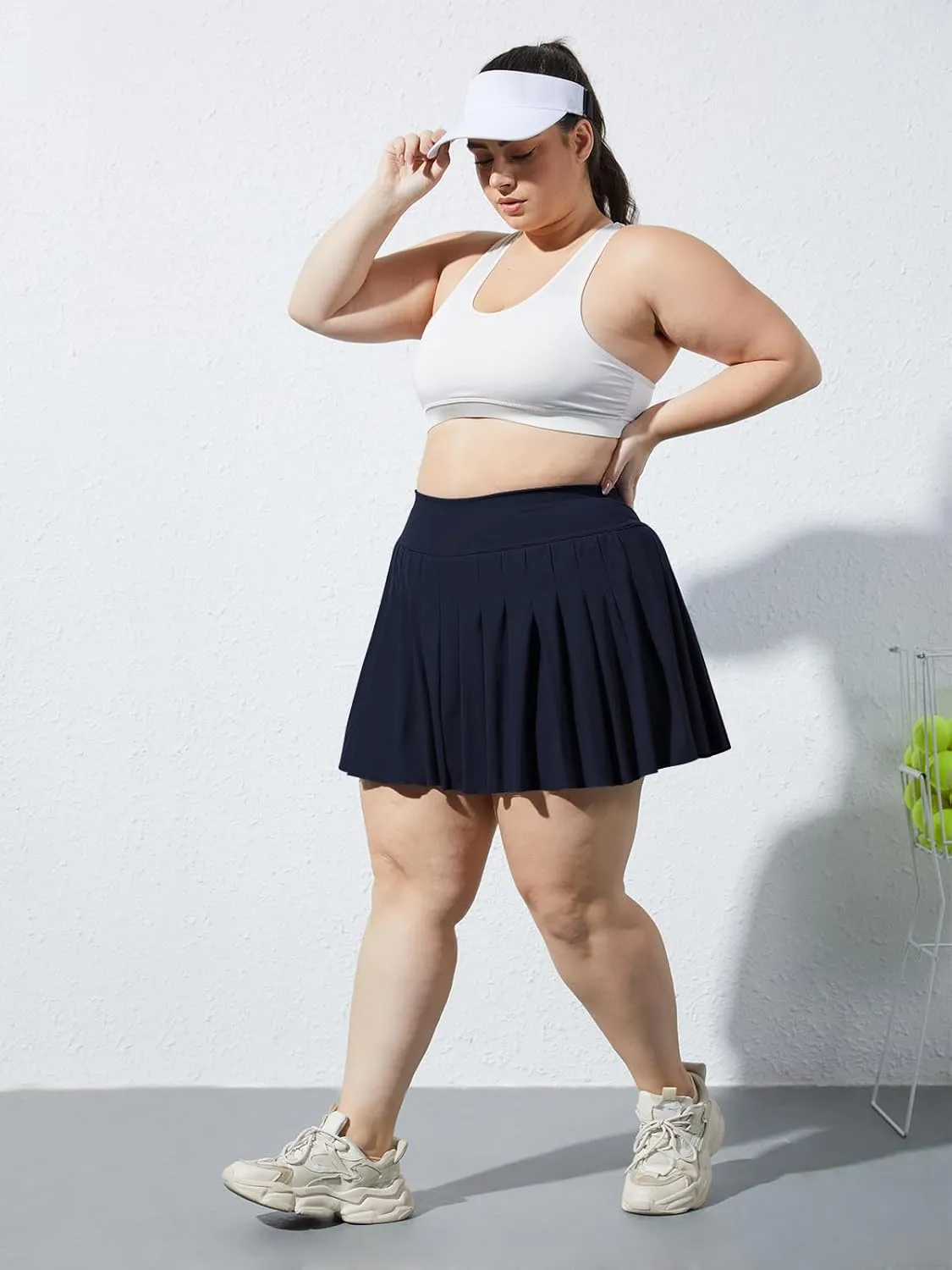 Moon Wood Women's Plus Size Pleated Tennis Skirt- Girls High Waist Athletic Golf Skirts with Shorts