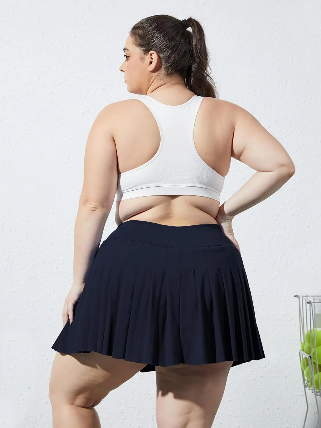 Moon Wood Women's Plus Size Pleated Tennis Skirt- Girls High Waist Athletic Golf Skirts with Shorts