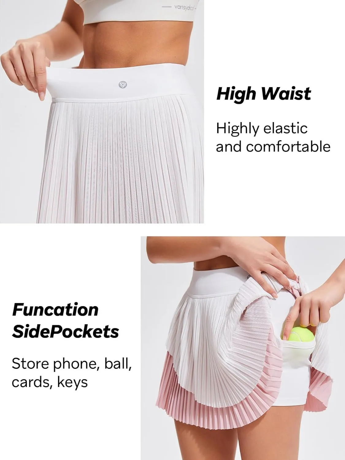 Mudere Pleated Tennis Skirts for Women Golf Athletic Activewear Skorts Summer Workout Running Skorts with Pockets
