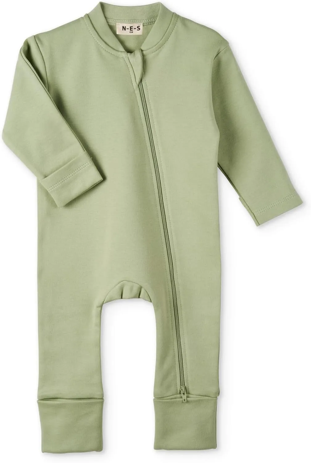 N-E-S 100% Organic Cotton Baby Girls and Boys Convertible Footie Twoway Front Zip Mitten Cuffs Feet Onepiece Bodysuit Overall