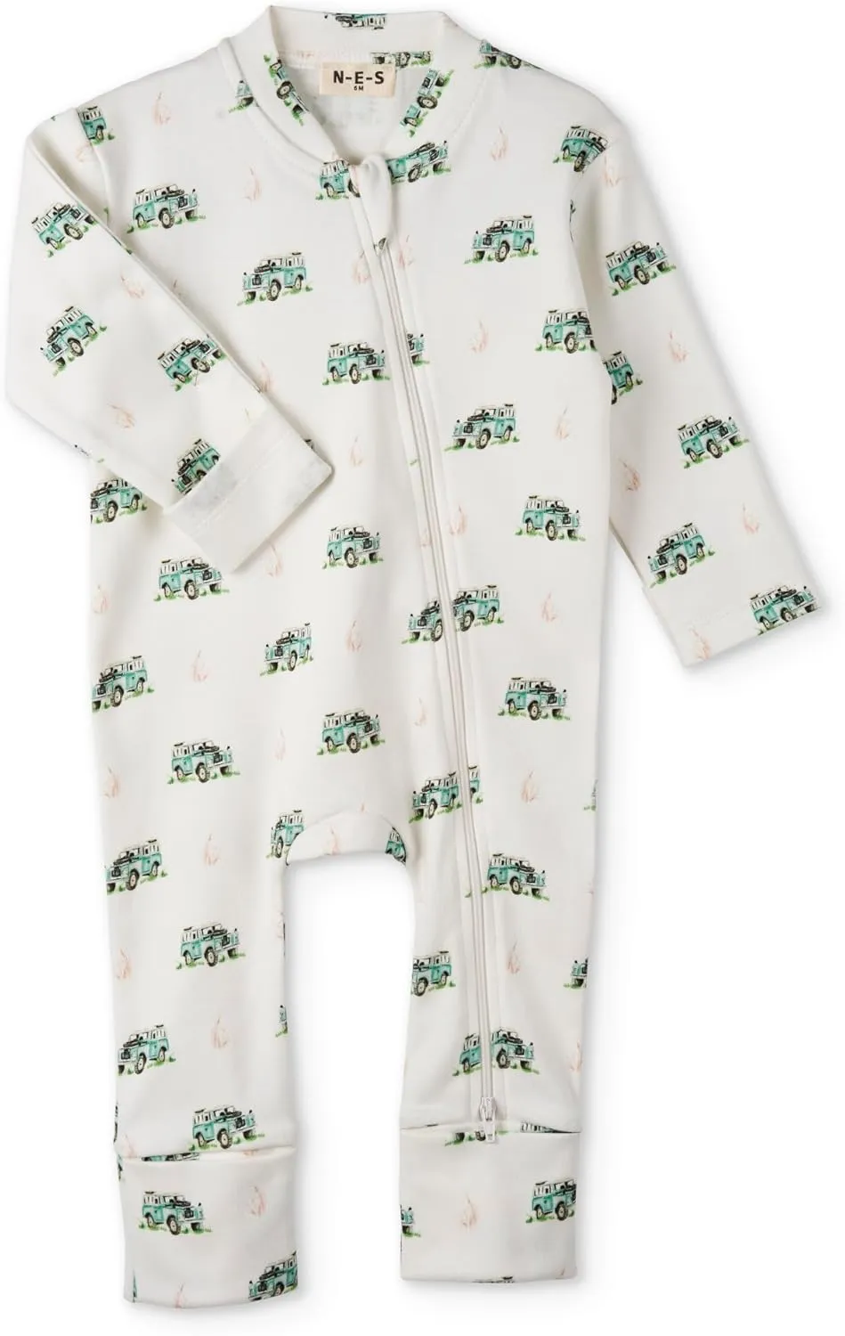 N-E-S 100% Organic Cotton Baby Girls and Boys Convertible Footie Twoway Front Zip Mitten Cuffs Feet Onepiece Bodysuit Overall